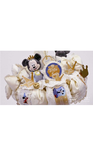 Lumanare botez Mickey Mouse personalizata grafic si inspirata din lumea Disney cu note roiale The King 7